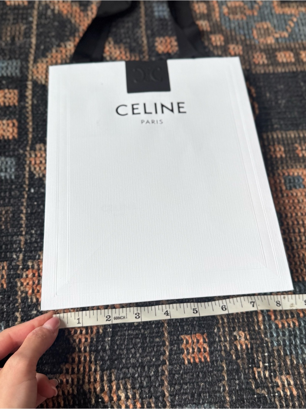 Celine White Medium gift bag with Black Ribbon Handles - Picture 6 of 6